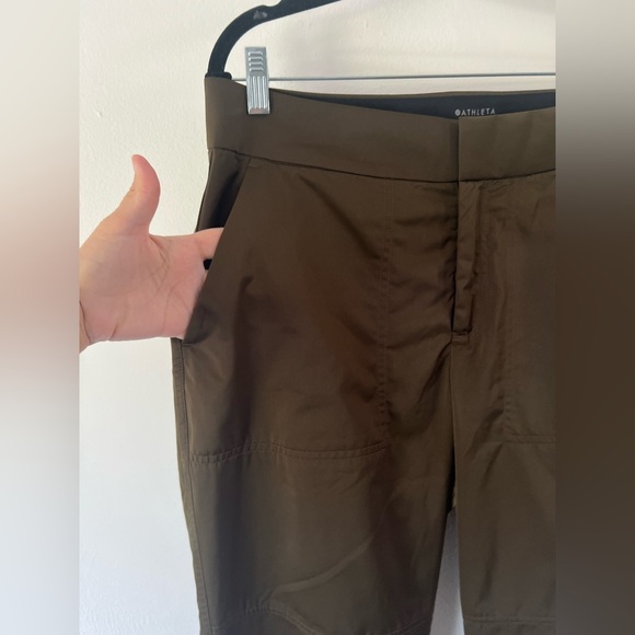 Athleta Radiant Jogger Olive Green Pants Satin Athletic Pants Size 10 - Picture 3 of 10